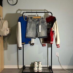 Custom Purple Brand Denim Shorts With Rhinestones